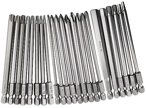 Bestgle Juego de 23 puntas de destornillador magnéticas de vástago hexagonal de 1/4 pulgadas de largo, llave Allen de cabeza hexagonal, seguridad Torx, broca Phillips cruzada