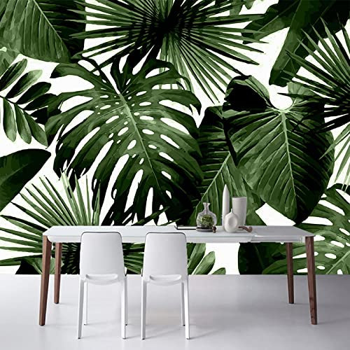 GIVLWF Papier Peint Panoramique de Feuilles De Bananier Abstraites D'art Moderne Photo De Palmiers Déco de La Maison - pour Salon Chambre D'enfant Décoration Murale 400 x 280 cm