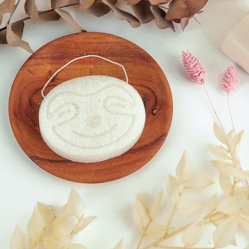 Feel Natural - Eponge pour Soin Visage - En Konjac Naturel - Nettoie, Purifie et Démaquille en Douceur - Tout Type de Peau - Couleur Blanc - 1 Unité