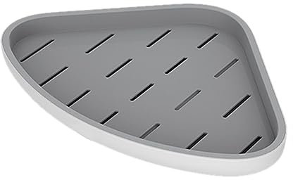 Portaoggetti per Doccia Ad Angolo, Mensola per Doccia Triangolare in Plastica, Organizer per Doccia Ventilato Impermeabile, Mensola per Doccia Ad Angolo Montata a Parete, Mensola per Doccia di(Grigio)