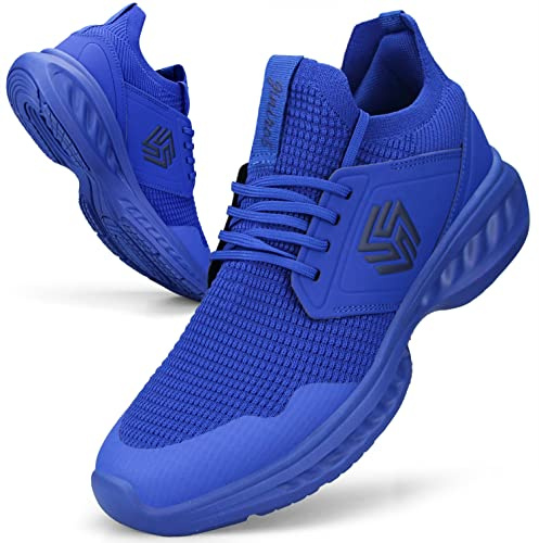 Giniros sneakers herr löparskor sportskor sneakers löpning tennis skor fritid gator löparskor mode lätta andas promenadskor utomhus fitness jogging slip-skor, Kungsblå, 40 EU