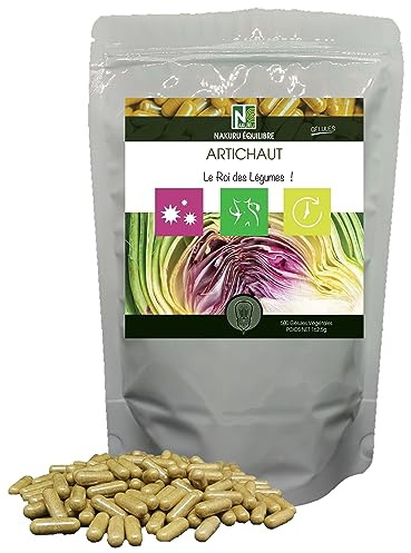 NAKURU | Artichaut | Gamme Équilibre | Fabriqué en France (500 Gélules Végétales de 275mg / Poids net: 137,5g)