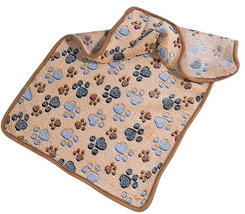 NLDGR Haustierdecke, Weich, Warm, Waschbar, Tragbar, für Katzen und Hunde, Muster, Superweicher, Warmer Waschlappen, Sofabettschutz, Haustierkatzendecke Zum Schutz auf der Couch(L-Kaffee-Fußabdruck)