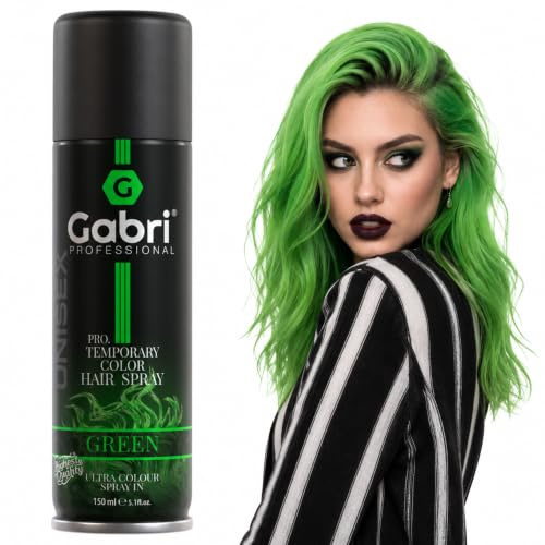 Gabri Color Spray 150ml - Haarfarbspray - Haarfarbe zum Aufsprühen - Pro Temporary Hair Colour Spray (Green, 150 ml (1er Pack))