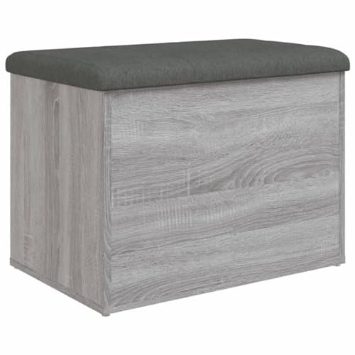 vidaXL Banc de Rangement, Coffre de Rangement avec Coussin, Organisateur de Vêtements Jouets Couloir Salon, Moderne, Sonoma Gris Bois d'Ingénierie