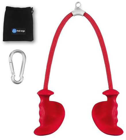 HXD-ERGO Tricep Rope with Ergonomic Handles, 36 Inch Tricep Pull Down Rope for Cable Machine, Pulley System, Triceps Rope Cable Attachment for Gym, Home (Red)