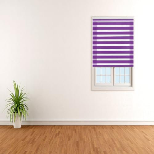 Seitenzugrollo ohne Bohren 65 x 220 cm lichtdurchlässig & verdunkelnd Thermorollo Fensterrollo mit Klemmträger für Fenster & Tür, Lila