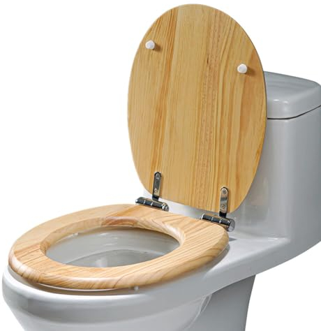 Toilettendeckel, WC Sitz mit Absenkautomatik Holz WC-Deckel universell passend WC Sitz oval Toilettensitz für Familie abnehmbar WC Sitz Klobrille, maximale Belastung Klobrille 300 kg