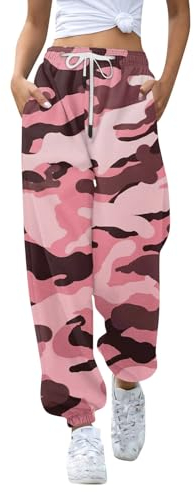 Yogahose Damen, Yoga Jogginghose Damen Kurzgröße JoggingHosen Arbeitslatzhose Damen Freizeithose Damen Lang, Hose Weiß Damen Jogginghose Damen Baggy Jogginghose Damen Weites Bein(1-Light pink,3XL)