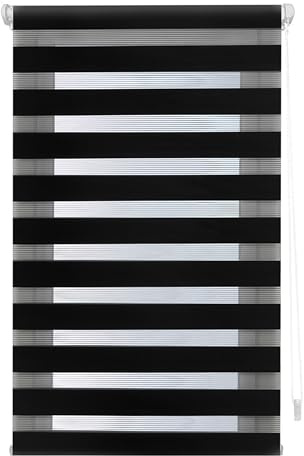 INTERBLIND Aint INDUS Store Enrouleur Nuit et Jour d'installation sans Outils - Store Enrouleur occultant sans perçage - Dimensions 77 x 180 cm - Store Jour et Nuit Noir Aint INDUS 180 cm - Noir 77 x
