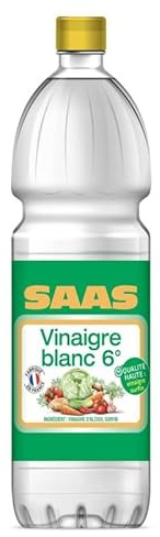 Vinaigre d'Alcool Blanc Cristal SAAS, Qualité Supérieure, 1l - 6%Vol. Idéal pour Assaisonner et Marinades Catégorie: Vinaigres & Condiments Haut - Le Lot De 6
