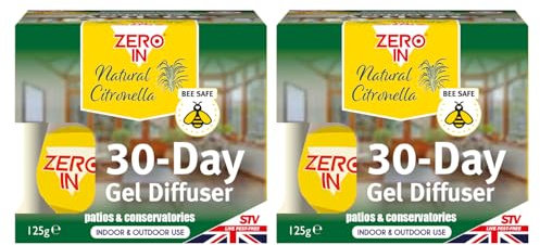 Zero In 30-Day Insect Repellent Gel Diffuser - 2 Pack - Natural Citronella Diffuser, Biting Insect & Mosquito Repellent, Bee Safe - Indoor and Outdoor Use, Travel Size
