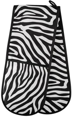 Double Oven Gloves Heat Resistant Abstract Zebra Print Double Oven Mitts Pot Holder Heat Protection Oven Gloves for Home Kitchen Baking Cooking BBQ Microwave