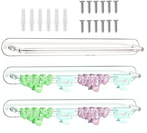 Haarklammer-Organizer zur Wandmontage, 3 x hängende Kopfband-Organizer, transparente Haarspangen-Aufbewahrung, Haar-Zubehör-Halter für Wand, Tür, Schrank