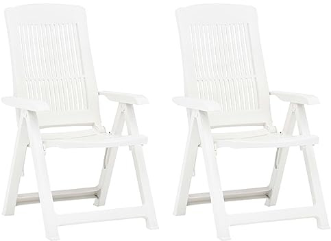 Xichuzi Verstellbare Gartenstühle 2 STK Hochlehner, Campingstühle, Lehnstühle, Wetterfest Stuhl, Garden Chair, Kunststoff Weiß