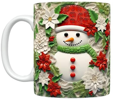 Weihnachten Schneemann Tasse - Weihnachtsthema Kaffeetasse für heiße Getränke, Festliche Kakaotasse | Entzückendes Schneemann-Design, Winterteetasse, Weihnachtstassen aus Keramik
