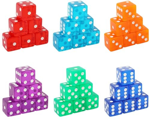 36st 19mm Craps-tärningar, Akrylgenomskinliga D6 Casino-tärningar 6-sidiga Tärningar Hasardspel Speltärningar för Kasino Tärningsbordsspel och Brädspel Fest Bar Underhållning (6 Färger)