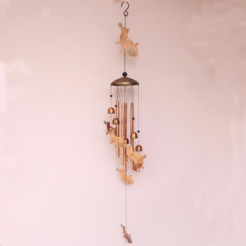 Carillon éolien pour extérieur, décoration de jardin, cour, meilleur cadeau de jardinage pour maman, femme, grand-mère, amie, décoration de terrasse pour balcon, salon, cour (chat)