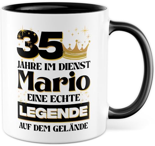 Personalisierbare Tasse Geschenk zum Jubiläum 35 JAHRE IM DIENST - [Name] - EINE ECHTE LEGENDE AUF DEM GELÄNDE Kaffeetasse 330ml aus Keramik Arbeit Büro Feier Kaffee-Becher
