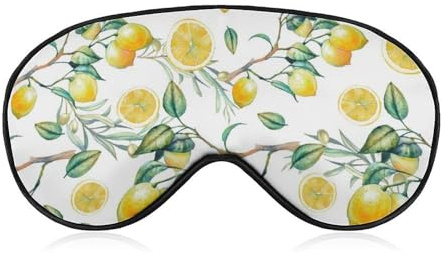 Bequemer Augenschutz für die Nacht, Aquarell-Augenabdeckung mit Zitronenzweig, weiches elastisches Band für Damen und Herren