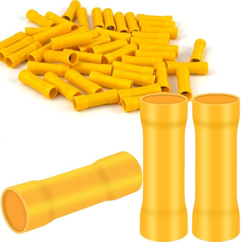 50x Stoßverbinder 4,0-6,0 mm² Quetschverbinder Gelb Kabelschuhe PVC Isoliert Stossverbinder BV Kabelverbinder