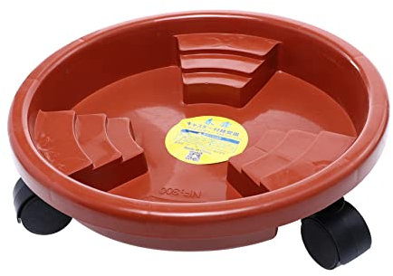 Happyyami Base per Vaso da Fiore Ruote in Resina Marrone, Supporto Spesso Anti-Perdita d'Acqua per Fioriere, per Casa e Giardino