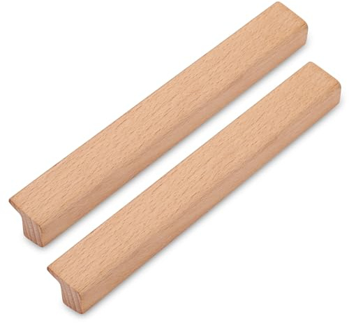 SYZOW 6 Stück Möbelgriffe Holz 128mm ,Schrankgriffe Holz Küchengriffe Schubladengriffe Möbel Massiv Holzgriffe (Hölzerne)