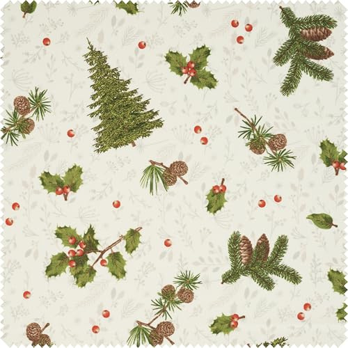 VBS Motiv-Stoff Leinenoptik Woodland 140 cm Breite Meterware einseitig bedruckt Weihnachten