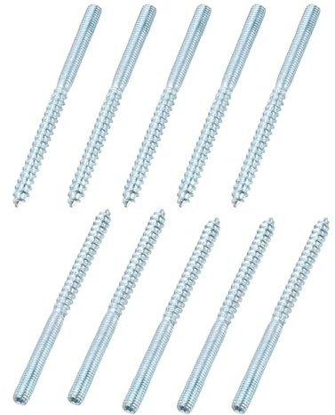 sourcing map M6 Hanger Bolts, 3.54(90mm) Length Double Headed Hanger Bolts 0.24(6mm) Wood Dowel Screw Self-Tapping Threaded Rods Screw for Assembling Wood Furniture Joint, Pack of 10