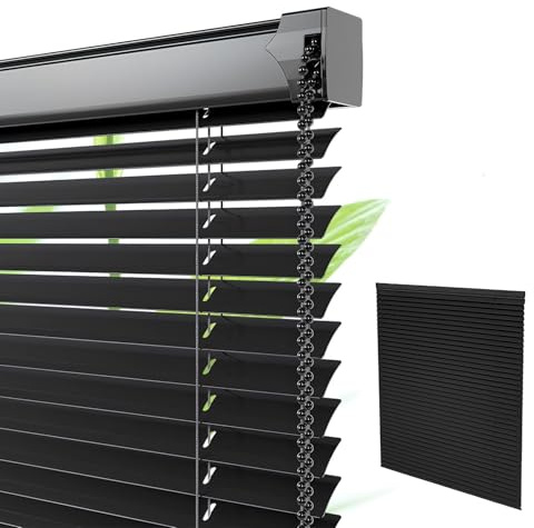 Genérico Persiana Veneciana De Aluminio Persianas Venecianas Horizontales De Interior Láminas de 2,5cm para Ventanas Puertas Salón y Cocina(Negro,80 Ancho x 180 Alto cm)