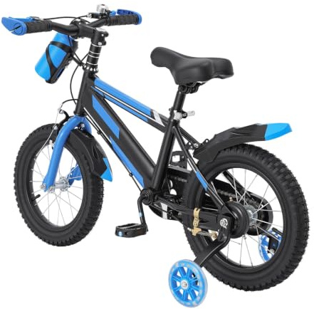 Linanty Bicicleta infantil de 14 pulgadas para niños de 3 a 7 años, ajustable con ruedas estabilizadoras y botella, capacidad de carga de 60 kg