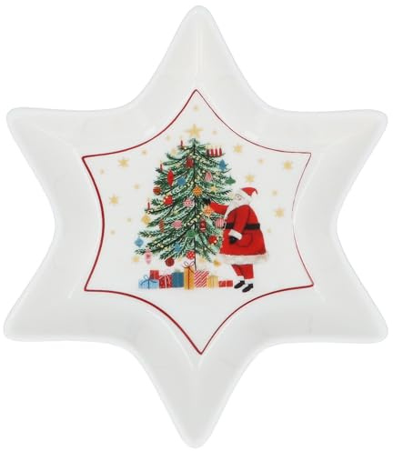 Gisela Graham Star Christmas Serving Dish, Traditional Santa Design