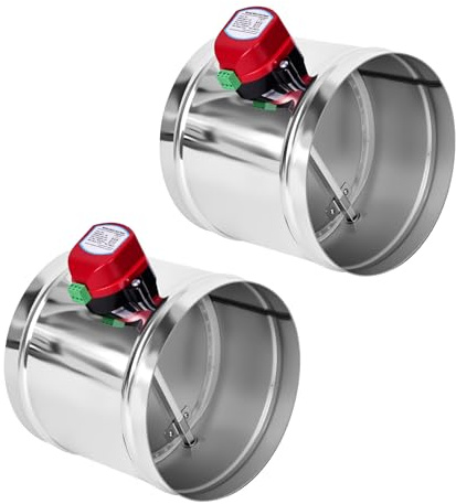 ZOWZEA 2Pcs 8 Motorized Duct Damper,On/Off Backdraft Damper Control, Stainless Steel Airflow Control Damper for HVAC System, 24V AC