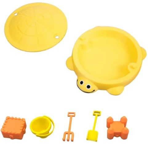 Mini Turtle Sandbox Desk Toy with Tools, Desktop Sandbox Zen Garden Kit for Stress Relief Sensory Sand Tray Home Office Desk Decor for Adults and Kids (Yellow)