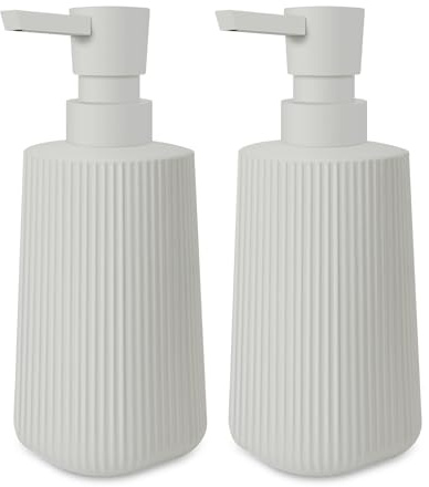 Mamiddle Moderne Seifenspender Glas Spülmittelspender Transparent 250ml Seifenspender Bad für Badezimmer Arbeitsplatte Küche Soap Dispenser mit Pumpspender (2, Beige)