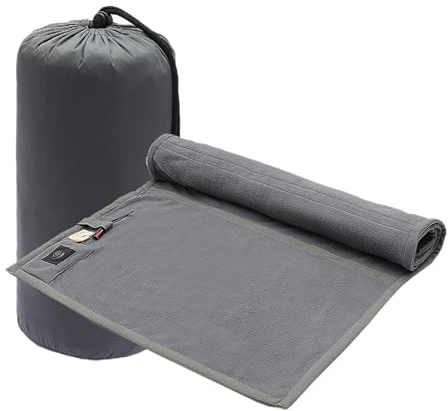 QLoztyse Beheizbare Isomatte, Beheizbarer Schlafsack mit Einstellbarer Temperatur Und Aufbewahrungstasche für Reisen, Camping Und Zelte, Grau