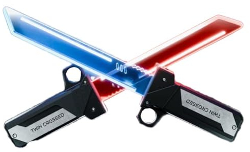 Retractable Dual Color Lightsaber Toy, Red & Blue Light up Saber with Motion Activated Light & Sound, Expandable Blades with Swing to Ignite Effect, Gift for Kids14+