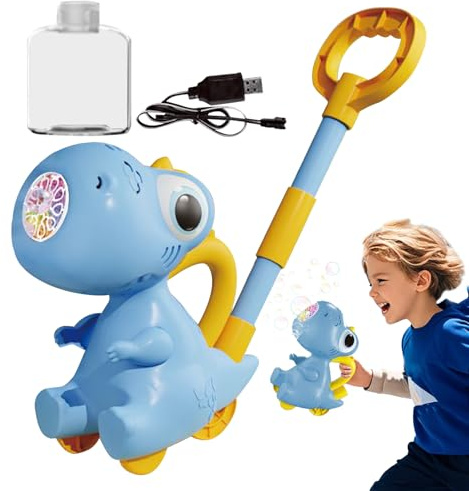 Blasenblasenschubspielzeug, Bubble Rasenmäher,Blasenblasmaschine leuchten - 10 Löcher, Gartenunterhaltung, Dinosaurier -Push -Hinterhofspielzeug für Outdoor
