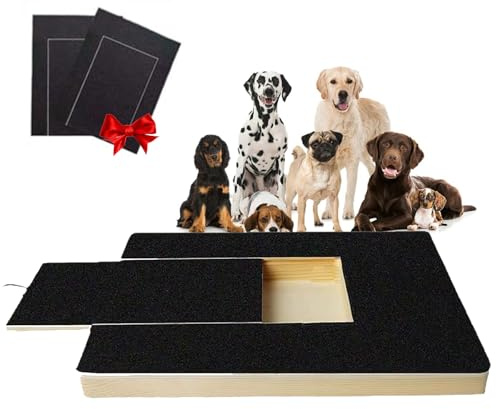 Kratzbrett Hund Krallen mit Leckerli Box & 2 Ersatzblätter, Interaktives Krallen Schleifbrett für Hunde Nägel, Stressfreie Nagelpflege für Kleine & Mittelgroße Hunde (Wand)