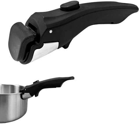 Juego de sartenes Mango extraíble, Mango universal desmontable fabricado con silicona resistente al calor y acero inoxidable, compatible con la mayoría de ollas y sartenes, capacidad de 10kg
