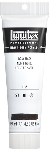 Liquitex 1047244 Professional Heavy Body Acrylfarbe in Künstlerqualität mit ausgezeichneter Lichtechtheit in buttriger Konsistenz, 138ml Tube - Elfenbeinschwarz