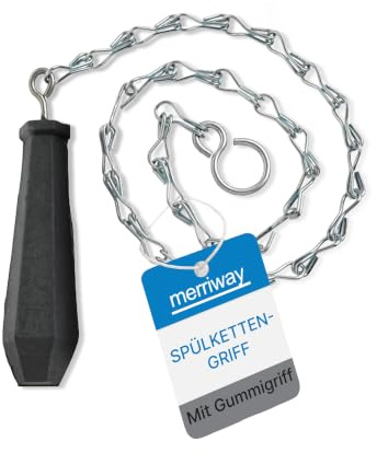 Merriway® BH01761 High Level WC Toilet Cistern Chain Pull, 12 inch with Black Rubber Handle