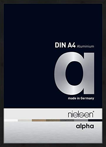 nielsen Alpha Matt Black Aluminium Picture Frame - A4, 21x29.7cm - with Float Glass and Easy Push-Turn Clips - For Photos and Art