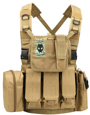 ATAIRSOFT Softair Militär Armee Taktischer Kampf Molle RRV Weste Mit Beutel Für CS Airsoft Jagd Camping im Freien (DE)