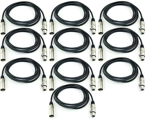 Adam Hall Cables 10 Stück K3MMF0300 Mikrofonkabel XLR female auf XLR male DMX Audio Kabel 3 pol polig (3,0 m, Schwarz, 10)