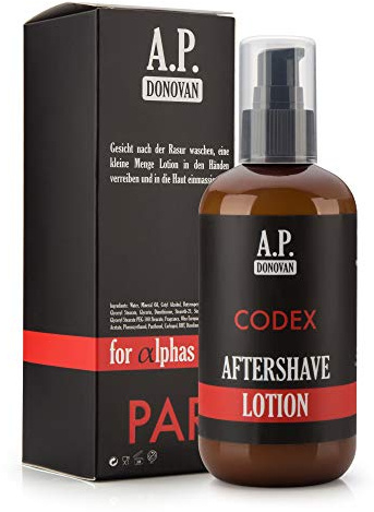 A.P. Donovan - Aftershave Lotion Herren ︎ Balsam für die Haut ︎ Beruhigendes Fluid für empfindliche und normale Haut ︎ 250ml ︎ CODEX Bartpflege-Serie