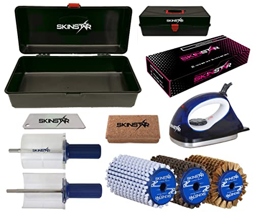 SkinStar Komplett Bürsten Set Rotorbürste Wachbügeleisen Wachskoffer 10-teilig-120mm