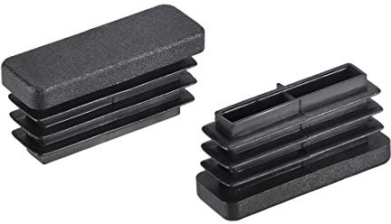 sourcing map Bouchon à Lamelles 38mmx13mm Bouchon Pied de Chaise Table Patin Chaise Jambe Extrémité PP Rectangle Capot Insert Tube 20Pcs Noir