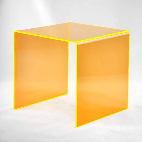 Hansen Dekobrücke/Dekopodest/Warenpodest/U-Aufsteller/U-Ständer aus Acryl/Acrylglas 100x100x100 mm, orange fluoreszierend
