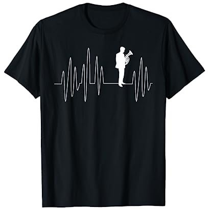 Herzschlag Herzfrequenz Herzlinie Tenorhorn Horn Flügelhorn T-Shirt